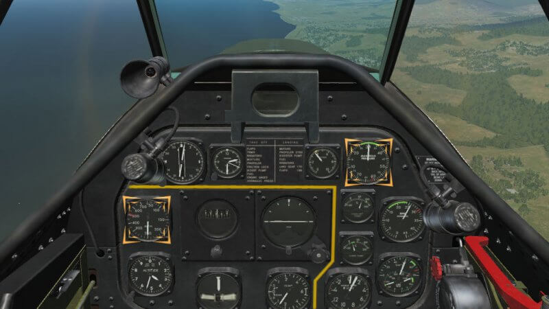 TF-51D Landing Training MP計を30 in.Hgに対気速度計を250 mph
